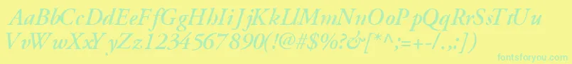 GaramondsskBoldItalic Font – Green Fonts on Yellow Background