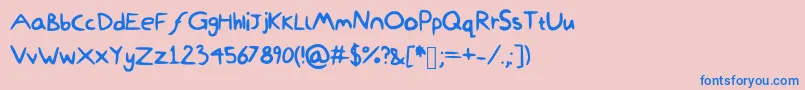 フォントDamiWasHere – ピンクの背景に青い文字