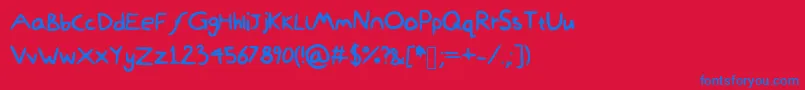 DamiWasHere Font – Blue Fonts on Red Background