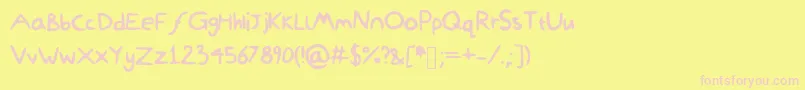 DamiWasHere-Schriftart – Rosa Schriften auf gelbem Hintergrund