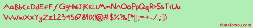 DamiWasHere Font – Red Fonts on Green Background