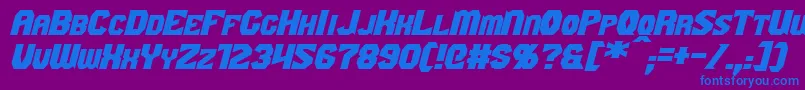 フォントGaikingExtendedItalic – 紫色の背景に青い文字