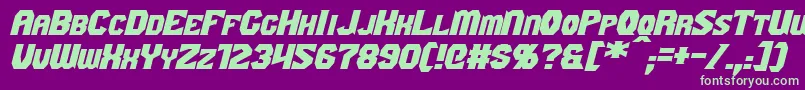 GaikingExtendedItalic-Schriftart – Grüne Schriften auf violettem Hintergrund