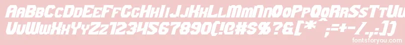 GaikingExtendedItalic-fontti – valkoiset fontit vaaleanpunaisella taustalla