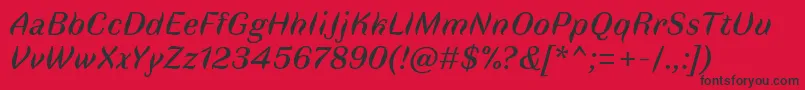 FauneTextItalic Font – Black Fonts on Red Background