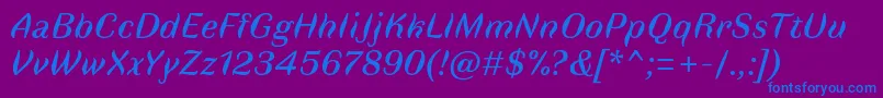 FauneTextItalic Font – Blue Fonts on Purple Background