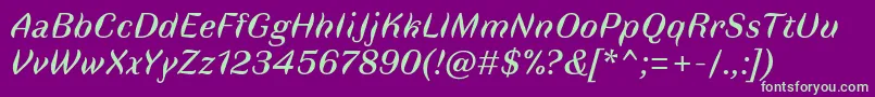 FauneTextItalic Font – Green Fonts on Purple Background