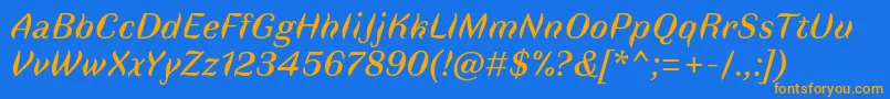 FauneTextItalic Font – Orange Fonts on Blue Background