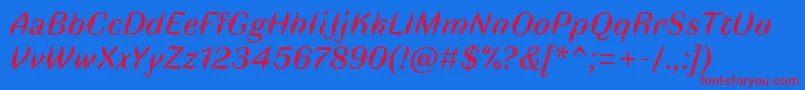 FauneTextItalic Font – Red Fonts on Blue Background