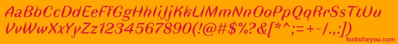 FauneTextItalic Font – Red Fonts on Orange Background