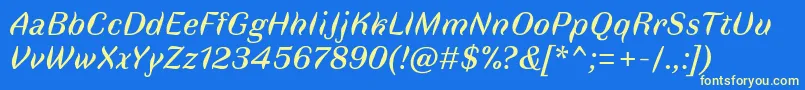 FauneTextItalic Font – Yellow Fonts on Blue Background