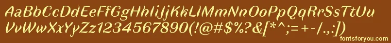 FauneTextItalic Font – Yellow Fonts on Brown Background