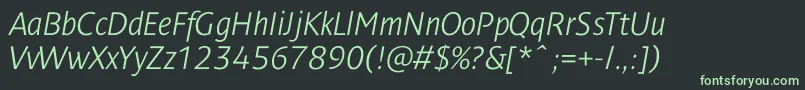 DendanewlightcItalic-fontti – vihreät fontit mustalla taustalla