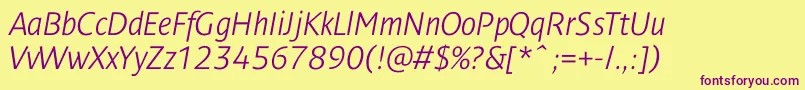 Шрифт DendanewlightcItalic – фиолетовые шрифты на жёлтом фоне