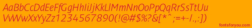 DendanewlightcItalic Font – Red Fonts on Orange Background