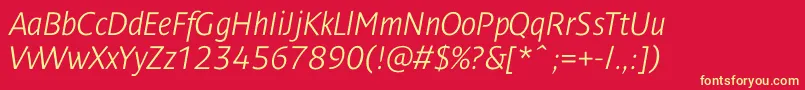 DendanewlightcItalic Font – Yellow Fonts on Red Background