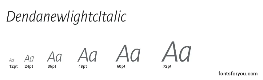 Размеры шрифта DendanewlightcItalic