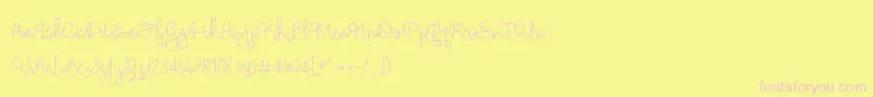 HickoryJackLight-Schriftart – Rosa Schriften auf gelbem Hintergrund