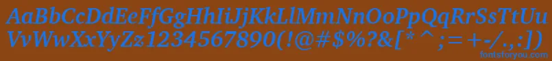 CharterBdItcTtBolditalic Font – Blue Fonts on Brown Background