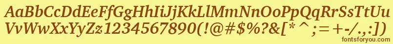 フォントCharterBdItcTtBolditalic – 茶色の文字が黄色の背景にあります。