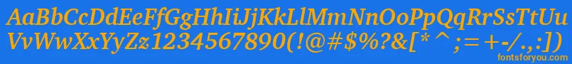 フォントCharterBdItcTtBolditalic – オレンジ色の文字が青い背景にあります。