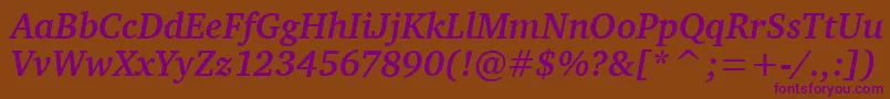 CharterBdItcTtBolditalic Font – Purple Fonts on Brown Background