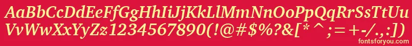 CharterBdItcTtBolditalic Font – Yellow Fonts on Red Background