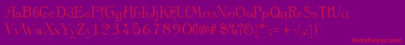 フォントAnglicanRegular – 紫の背景に赤い文字