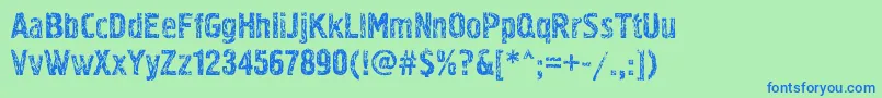 Pollock3c-Schriftart – Blaue Schriften auf grünem Hintergrund