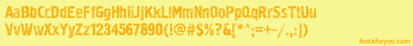 フォントPollock3c – オレンジの文字が黄色の背景にあります。