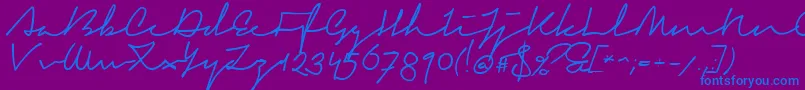 SignericaFat-Schriftart – Blaue Schriften auf violettem Hintergrund