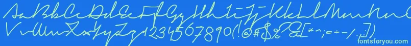 SignericaFat Font – Green Fonts on Blue Background