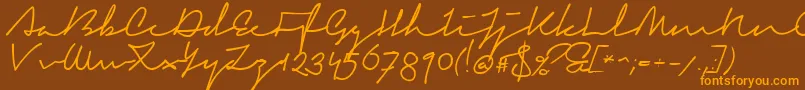 SignericaFat-Schriftart – Orangefarbene Schriften auf braunem Hintergrund