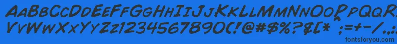 ComicBookItalic Font – Black Fonts on Blue Background
