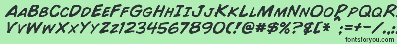 Шрифт ComicBookItalic – чёрные шрифты на зелёном фоне