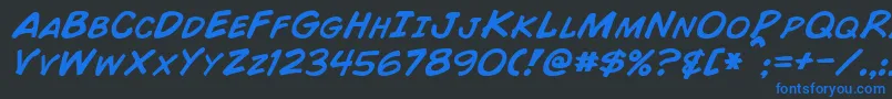 ComicBookItalic-fontti – siniset fontit mustalla taustalla