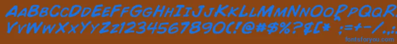 フォントComicBookItalic – 茶色の背景に青い文字