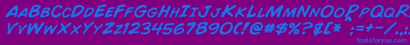 フォントComicBookItalic – 紫色の背景に青い文字