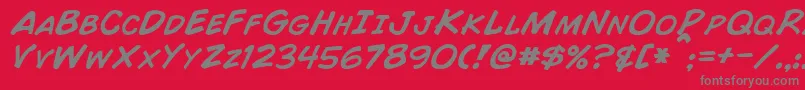 ComicBookItalic Font – Gray Fonts on Red Background