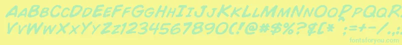 ComicBookItalic Font – Green Fonts on Yellow Background