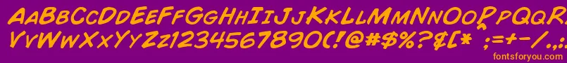 ComicBookItalic Font – Orange Fonts on Purple Background