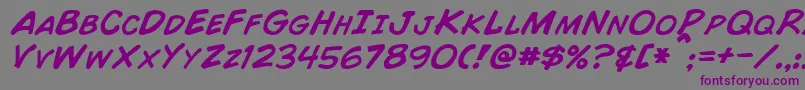 ComicBookItalic Font – Purple Fonts on Gray Background