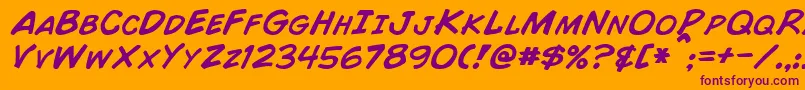 ComicBookItalic Font – Purple Fonts on Orange Background