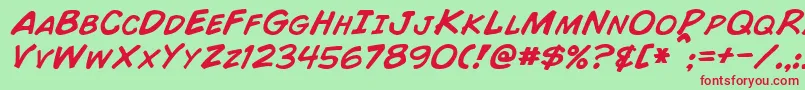 ComicBookItalic Font – Red Fonts on Green Background