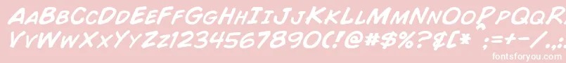Шрифт ComicBookItalic – белые шрифты на розовом фоне