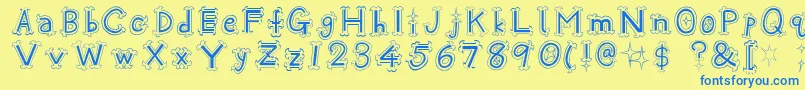 Oshare Font – Blue Fonts on Yellow Background