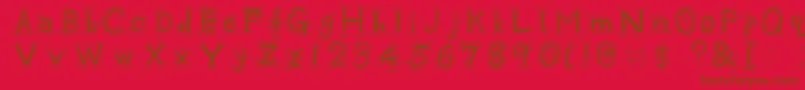 Oshare-Schriftart – Braune Schriften auf rotem Hintergrund