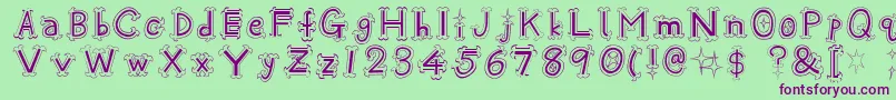 Oshare Font – Purple Fonts on Green Background