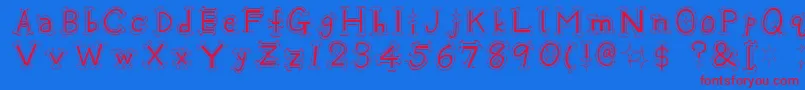 Oshare Font – Red Fonts on Blue Background