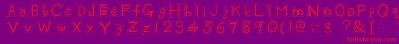 Oshare-Schriftart – Rote Schriften auf violettem Hintergrund
